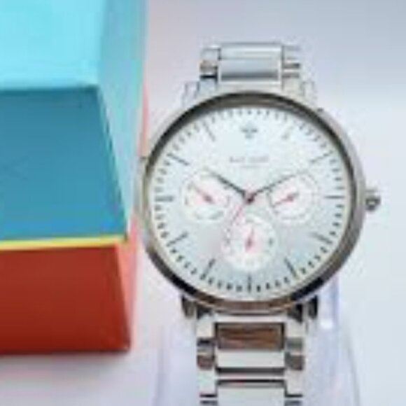 KATE SPADE SILVER GRAMERCY WATCH WITH PINK DETAIL - Picture 2 of 4